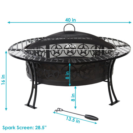 Sunnydaze 40 Inch Four Star Large Fire Pit Table with Spark Screen