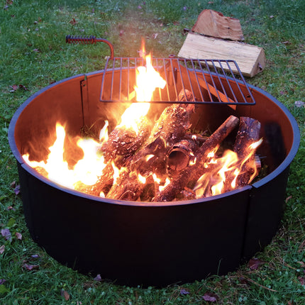 Sunnydaze 36 Inch Diameter Steel Campfire Ring with Rotating Detachable Cooking Grate