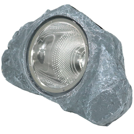 Sunnydaze Solar-Powered Outdoor Small Rock Garden Accent with White LED Light - Set of 4