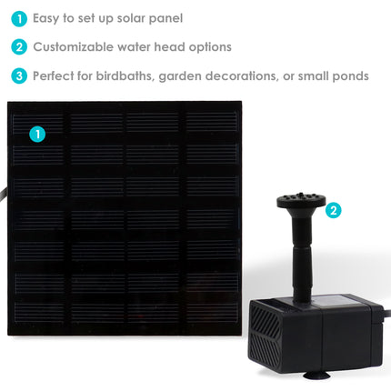 Sunnydaze Solar Fountain Water Pump Kit, 20 Inch Lift, 40 GPH