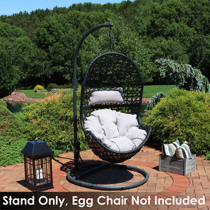 Sunnydaze Egg Chair Stand with Extra-Wide Round Base, Powder-Coated Steel Construction, for Indoor or Outdoor Use, 76 Inches Tall
