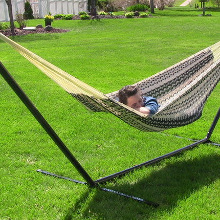 Sunnydaze Hand-Woven XXL Thick Cord Mayan Family Hammock with 15 Foot Stand, 400 Pound Capacity