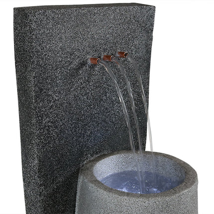 Sunnydaze Three Stream Monterno Outdoor Water Fountain With LED Light, 35 Inch Tall