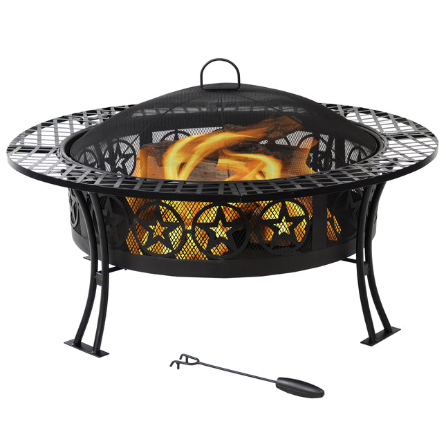 Sunnydaze 40 Inch Four Star Large Fire Pit Table with Spark Screen