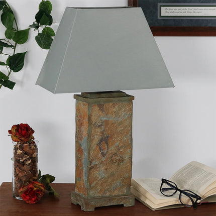 Sunnydaze Indoor/Outdoor Natural Slate Table Lamp, 24 Inch Tall