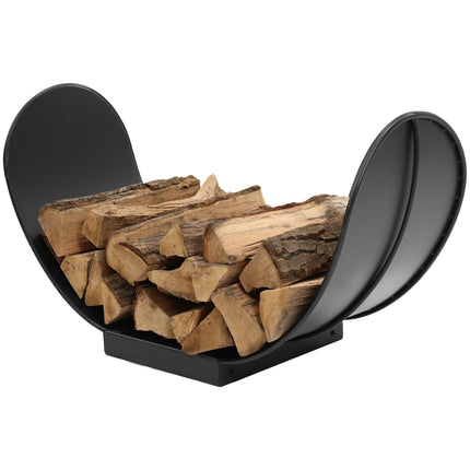 Sunnydaze Curved Black Steel Outdoor Firewood Log Rack, Multiple Sizes