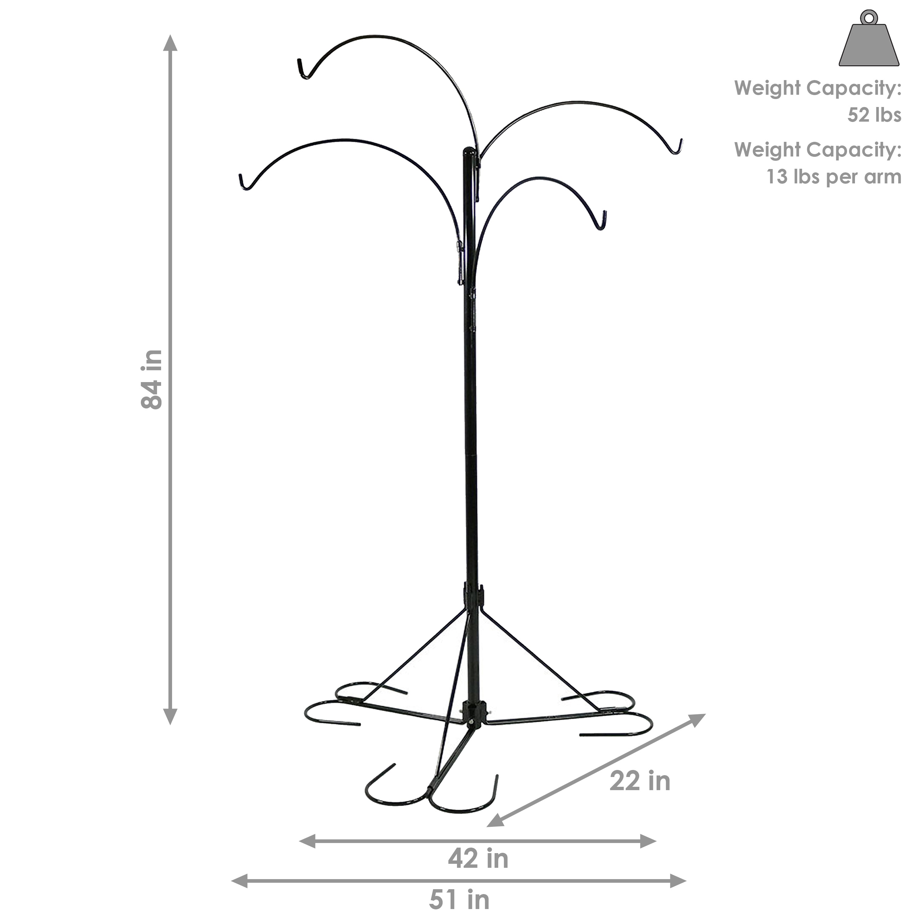 hanging basket planter stand Sunnydaze 4-Arm Hanging Basket Stand with Adjustable Arms, 84 Inch Tall – Serenity Health & Home Decor
