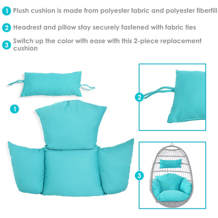 Sunnydaze Replacement Seat Cushion and Headrest Pillow for Penelope and Oliver Egg Chairs, Multiple Colors Available