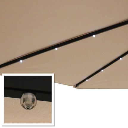 Sunnydaze Solar Powered LED Lighted Patio Umbrella with Tilt & Crank, 9 Foot