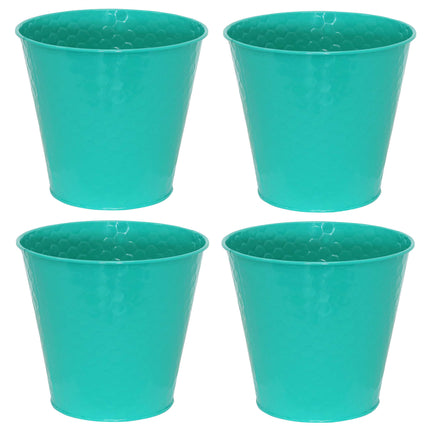 Sunnydaze Steel Buckets with Hexagon Pattern - Set of 4 - Multiple Colors
