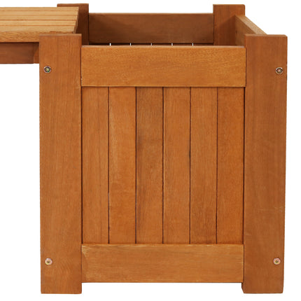 Sunnydaze Meranti Wood Outdoor Planter Box Bench with Teak Oil Finish, 68-Inch