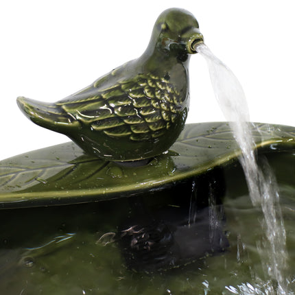 Sunnydaze Solar Green Glazed Dove Water Fountain