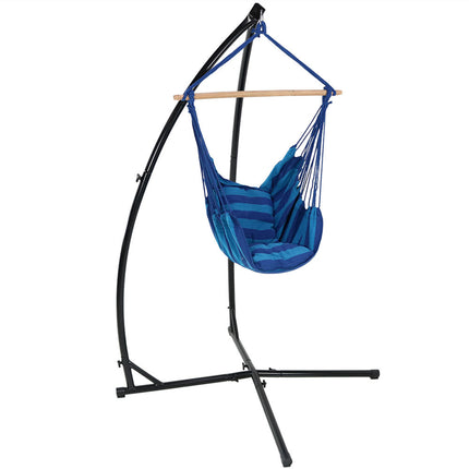 Sunnydaze Hanging Hammock Chair Swing and X-Stand Set, Outdoor Use, Max Weight: 250 pounds
