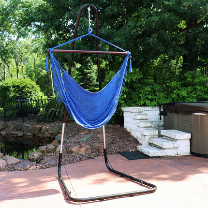 Sunnydaze Caribbean Extra Large Hammock Chair with Adjustable Stand, Soft-Spun Polyester, 40 Inch Wide Seat