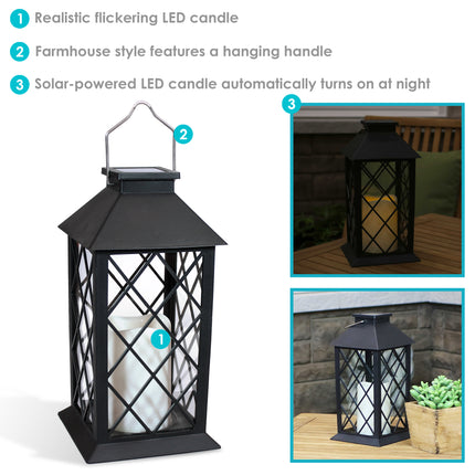 Sunnydaze Concord Outdoor Solar LED Decorative Candle Lantern, 11-Inch