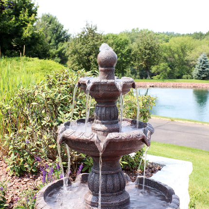 Sunnydaze Mediterranean 4-Tiered Outdoor Water Fountain, with Electric Submersible Pump, 49 Inch Tall