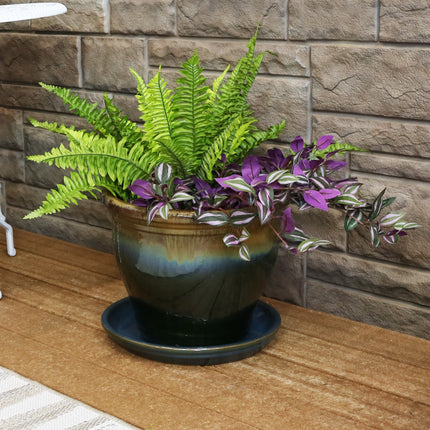 sunnydaze ceramic planter saucer Sunnydaze Set of 2 Ceramic Planter Saucers - High-Fired Glazed UV and Frost-Resistant Finish