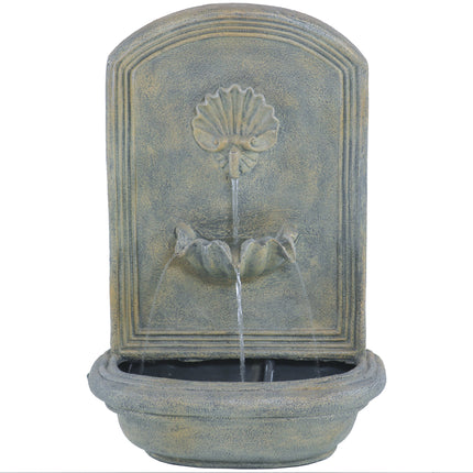 Sunnydaze Seaside Outdoor Wall Fountain, with Electric Submersible Pump 27-Inch Tall