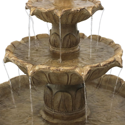 Sunnydaze Classic Tulip 3 Tiered Outdoor Water Fountain, Garden Stone, 46 Inch Tall