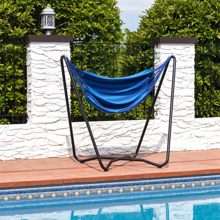 Sunnydaze 2-Point Hanging Hammock Chair Swing and  Space-Saving "A" Stand Set, for Outdoor Use