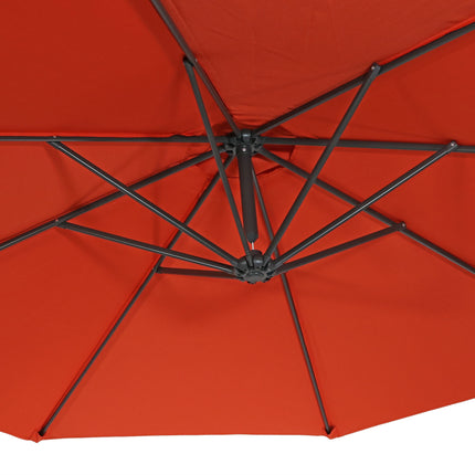 Sunnydaze Steel 10-Foot Offset Patio Umbrella with Cantilever, Crank, and Cross Base, 8 Steel Ribs