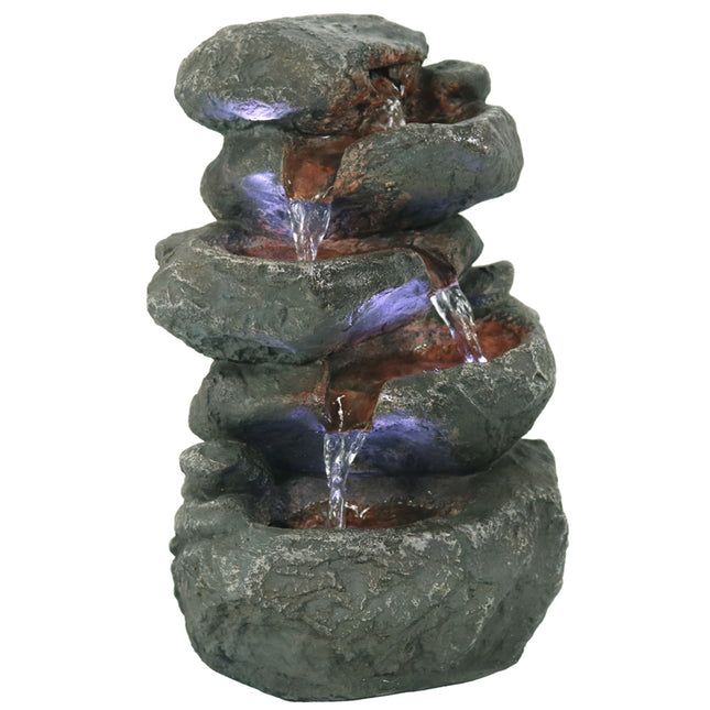 Stacked Rocks Tabletop Water Fountain w/LED Lights by Sunnydaze