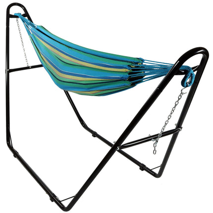Sunnydaze Brazilian 2-Person Hammock with Universal Multi-Use Steel Stand, for Outdoor Use