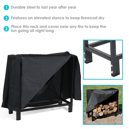 Sunnydaze 30 Inch Black Steel Indoor/Outdoor Firewood Log Rack
