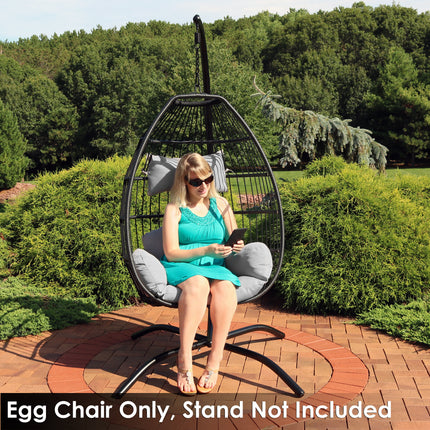 Sunnydaze Delaney Steel Hanging Egg Chair with Cushions, 50-Inch