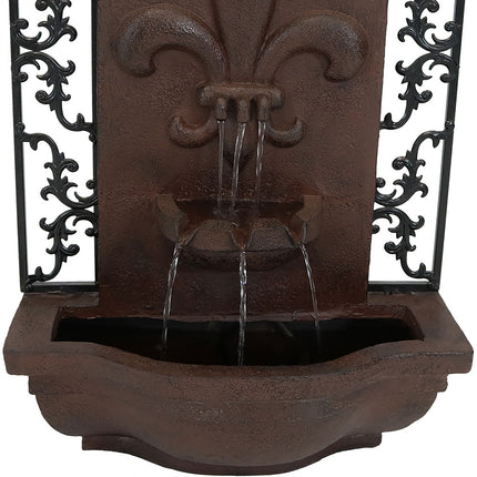 Sunnydaze French Lily Solar Outdoor Wall Fountain, Includes Solar Pump and Panel