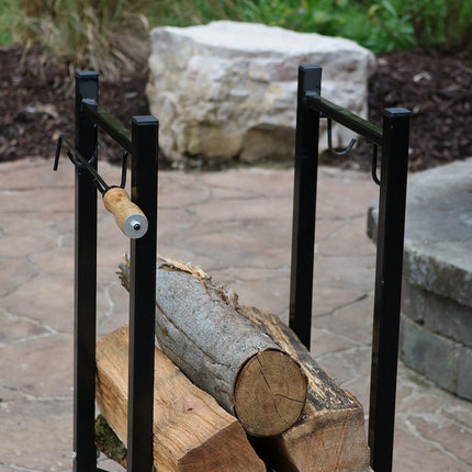 Sunnydaze Indoor/Outdoor Fireside Log Rack with Tool Holders
