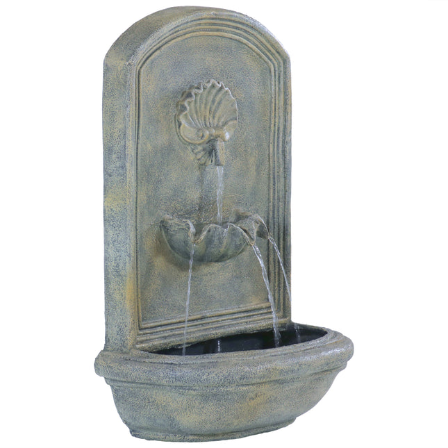 Sunnydaze Seaside Outdoor Wall Fountain, with Electric Submersible Pump 27-Inch Tall