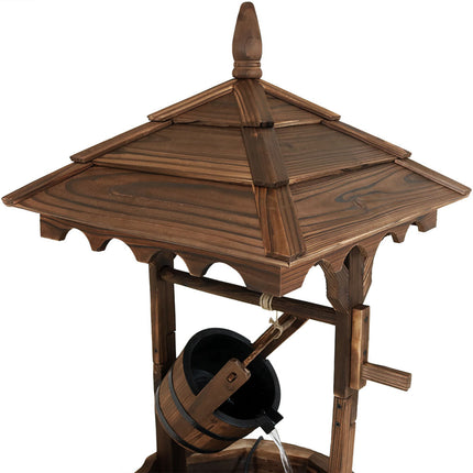 Sunnydaze Old-Fashioned Wood Wishing Well Fountain with Liner, 48-Inch Tall