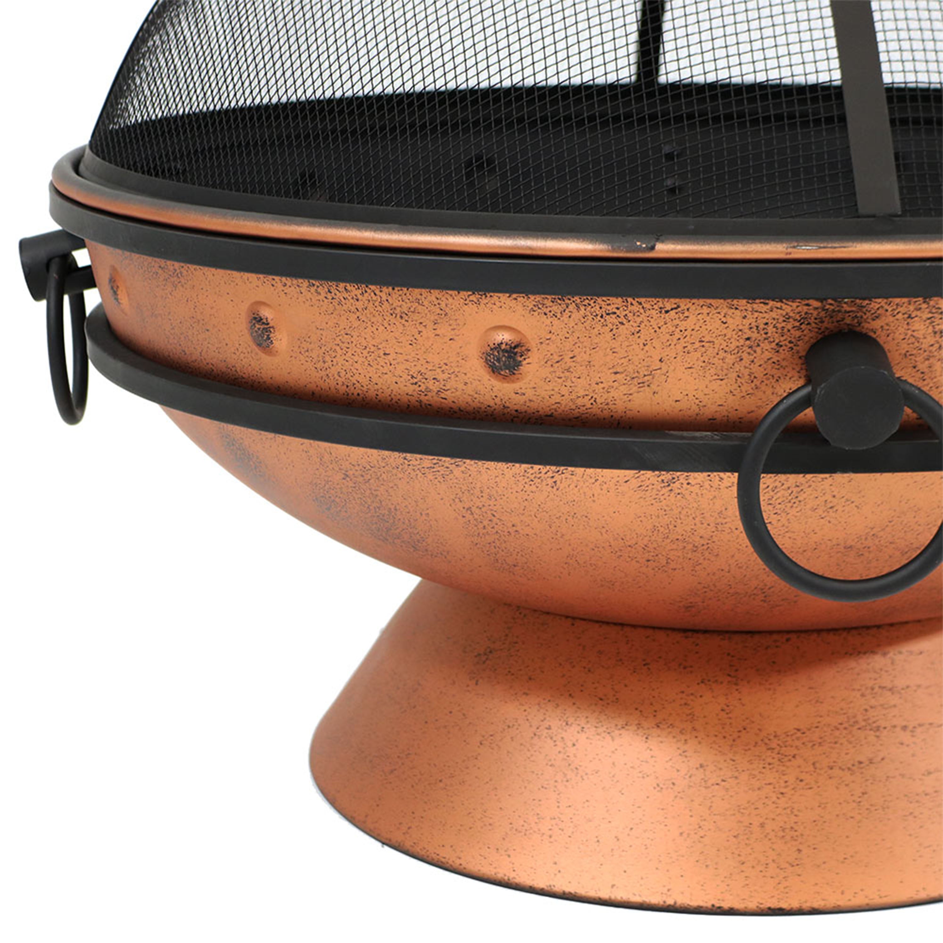 Sunnydaze 24 In Cauldron Fire Pit With Spark Screen And Cover - Bronze Sunnydaze 24 In Cauldron Fire Pit With Spark Screen And Cover - Bronze