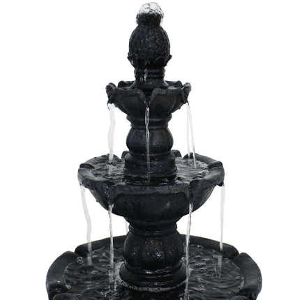 Sunnydaze 4-Tiered Pineapple Electric Outdoor Water Fountain, Black, 52 Inch Tall